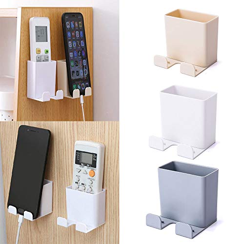 3 Piezas Caja Almacenamiento Control Remoto, ABS Montaje en La Pared con Gancho Caja Organizadora para Soporte Carga para Teléfono Móvil, Caja Almacenamiento para Control Remoto(3 Colores)