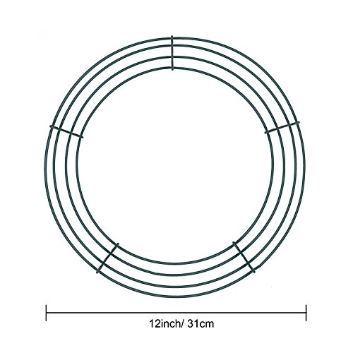 3 Piezas de Anilla de Alambre 13 Pulgadas Verde Oscuro Marco de Corona Anilla de Fabricación de Corona para Decoración de Año Nuevo Día de San Valentín SU0975 (Estilo A)