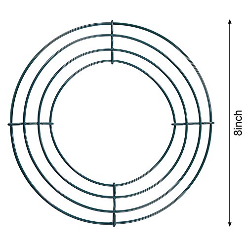 3 Piezas de Anillas de Guirnalda de Flores de Alambre Marco de Corona para Decoración de Año Nuevo Día de San Valentín, Verde Oscuro (8 pulgadas)