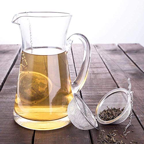 3 Piezas Infusor de Té, Filtros para Té en Acero Inoxidable Malla con Cadena, Colador de té Bola de Té para té de hojas sueltas y especias condimentadas Reutilizables Juego de Filtros(3.5, 5.5, 7cm)