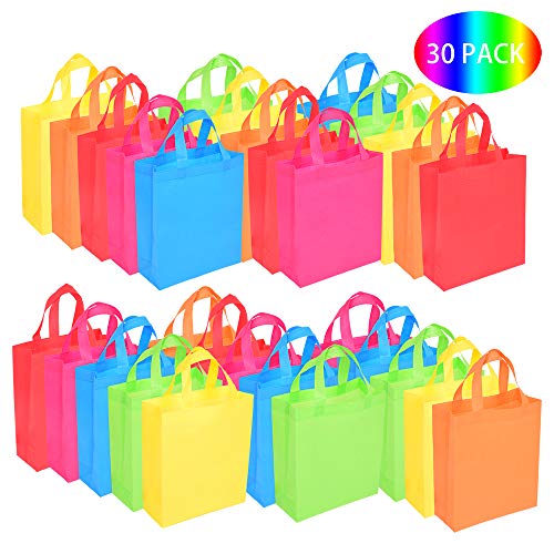 30 Bolsas para Regalo Bolsas de Fiesta con Asas Bolsas de Mano no Tejidas Juguete Goody Favor Bolsa para Baby Shower, Cumpleaños, Halloween, Navidad, Artículos para Fiestas en Bodas