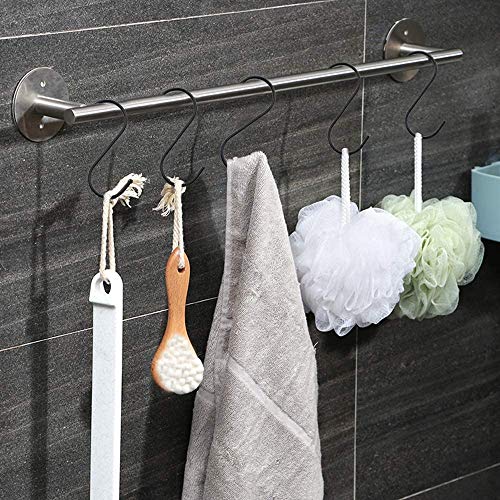 30 ganchos en S de acero inoxidable en forma de S antioxidante para colgar ropa, ganchos de metal para cocina, cuarto de baño, dormitorio, Negro