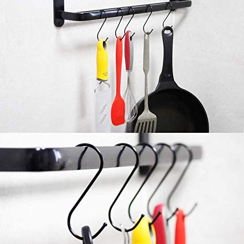 30 ganchos en S de acero inoxidable en forma de S antioxidante para colgar ropa, ganchos de metal para cocina, cuarto de baño, dormitorio, Negro