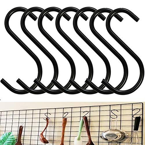 30 ganchos en S de acero inoxidable en forma de S antioxidante para colgar ropa, ganchos de metal para cocina, cuarto de baño, dormitorio, Negro