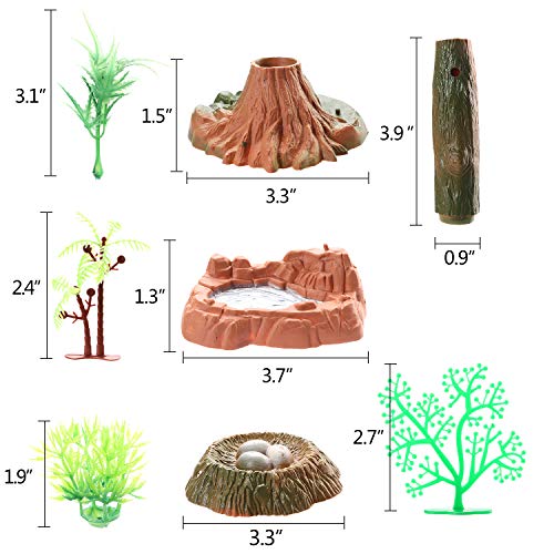 (30 Piezas) OOTSR Juguetes de Dinosaurio, Incluye 20 Figuras de Dinosaurios realistas y árboles, Tronco, Hierba, Estanque, Nido de Huevos para niños/Favor de Fiesta/Regalos Divertidos