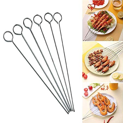 30 Piezas Pinchos de Barbacoa, Acero Inoxidable Brochetas Reutilizables Palos de Barbacoa para Brochetas de Carne o Verduras