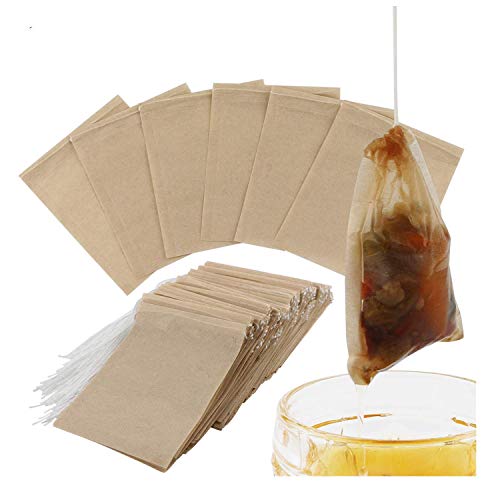 300 bolsas de filtro de té, infusor desechable, 100% madera natural sin blanquear, bolsas de papel de pulpa con cordón para hojas sueltas, tés y café