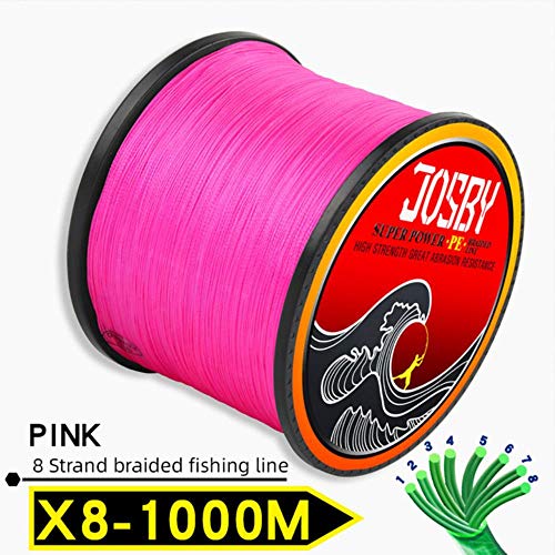 300 m 500 m 1000 m 8 hebras 10-80 libras nuevo PE trenzado alambre de pesca multifilamento súper fuerte línea de pesca Japón multicolor, X8-1000M-rosa, 1.0