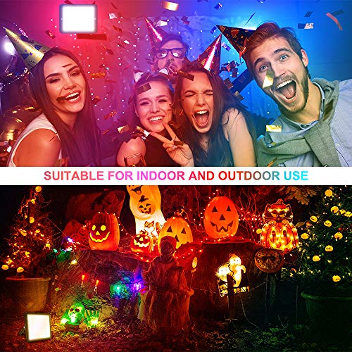 30W RGB Foco LED con Control Remoto, Foco Proyector Exteriores Interior IP67 Impermeable LED Reflecto 16 colores 4 modos Luces de Humor para Fiesta Jardín Halloween, Decoración Navideña