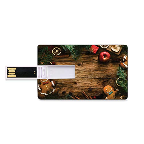 32 GB Unidades flash USB flash Colección de Navidad Forma de tarjeta de crédito bancaria Clave comercial U Disco de almacenamiento Memory Stick Hombre de pan de jengibre Caja de regalo Imagen Pino Can