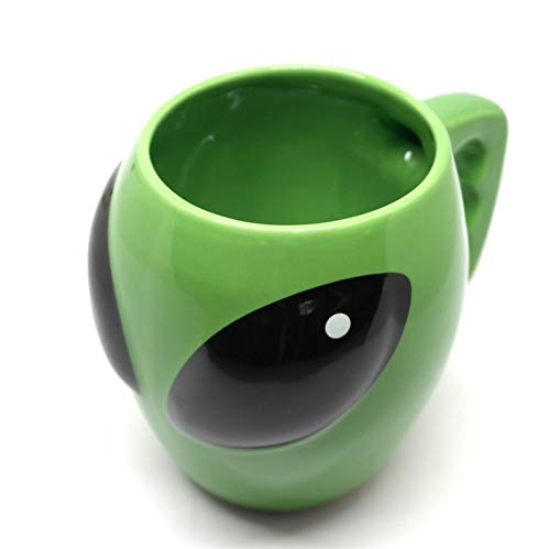 350ml 3D Alien Head En Forma De Taza De Café De Cerámica Taza Caliente Sin Tapas Divertido Porcelana Regalo De Oficina Viaje Novedad Estándar,Green-350ml