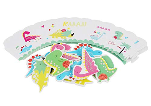 36PCS Dinosaurio Cupcake Topper de Tarta Magdalenas Decoración y Doble Cara Cupcake Wrappers Pasteleria y Reposteria Decoracion para Niños Infantiles Fiestas de Cumpleaños Decoración Suministros