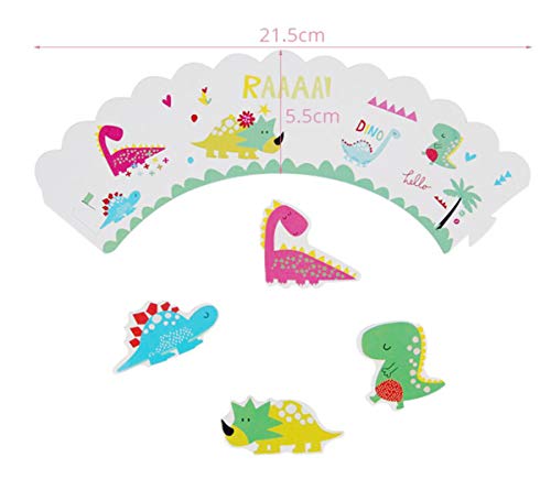 36PCS Dinosaurio Cupcake Topper de Tarta Magdalenas Decoración y Doble Cara Cupcake Wrappers Pasteleria y Reposteria Decoracion para Niños Infantiles Fiestas de Cumpleaños Decoración Suministros