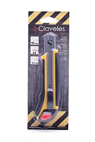 3Claveles 209 - cúter metálico nylon con auto-lock plano hoja 18 mm - 6 hojas