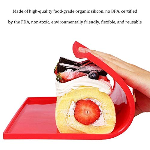 3Pcs Silicona Swiss Roll Mat Multifuncional Antiadherente Silicona Swiss Roll Back Matte, Torta de La Hornada de Pizza Pasteles Pad Bandeja de Herramientas 31.5x27x0.9CM color Rojo