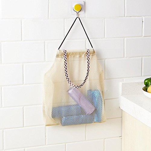 4 Bolsas Eco Reutilizable de almacenamiento de malla colgante, Bolsas de Frutas y Vegetales Bolsas de Malla de Respirable para Ajos Patatas Cebollas o Bolsa de Basura Organizador Bolsa Baño