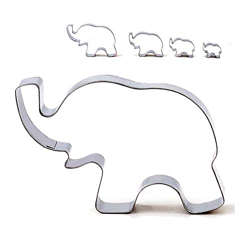 4 cortadores de galletas de acero inoxidable con forma de elefante, molde para galletas, molde para galletas, cortador de galletas de animales