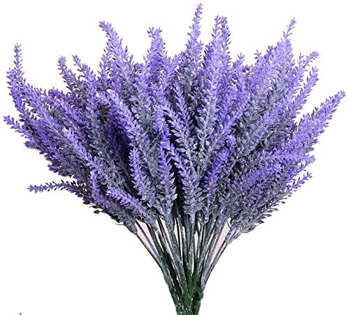 4 paquetes de flores de lavanda artificial hermoso arreglo de flores púrpuras planta falsa, plantas de plantas para la fiesta en el hogar mesa de comedor y decoración de la bodan (morado2)