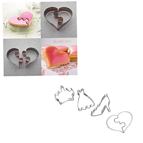 4 PCS DIY Molde de la hornada Mini Redondo de Acero Inoxidable Corona del corazón de Vestir de Alta Tacones de Zapatos Molde en Forma de Anillo de la Torta de Mousse de Cortador de Cocina Gadgets