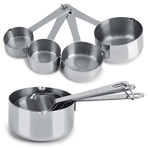 4 piezas de acero inoxidable tazas medidoras cucharas de cocina para cocinar y hornear juegos de herramientas con capacidad de mango 60/80/125/250 ML