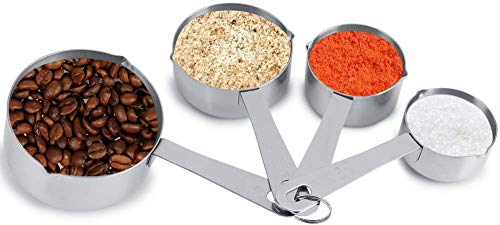 4 piezas de acero inoxidable tazas medidoras cucharas de cocina para cocinar y hornear juegos de herramientas con capacidad de mango 60/80/125/250 ML