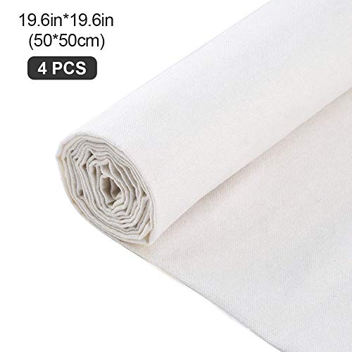 4 piezas de tela de lino natural, para hacer prendas de vestir, 20 pulgadas de lino Fabraic para tapicería, decoración de macetas y manteles, color blanco (4 piezas)