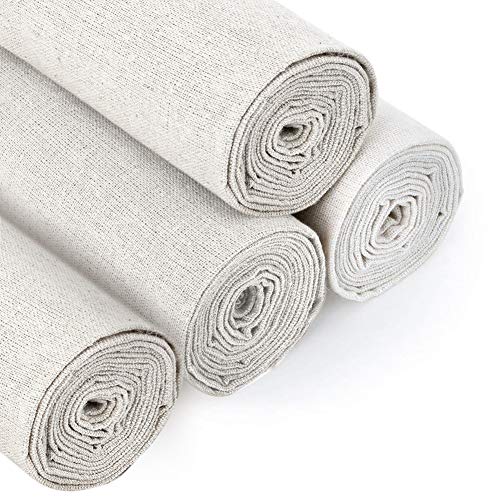 4 piezas de tela de lino natural, para hacer prendas de vestir, 20 pulgadas de lino Fabraic para tapicería, decoración de macetas y manteles, color blanco (4 piezas)