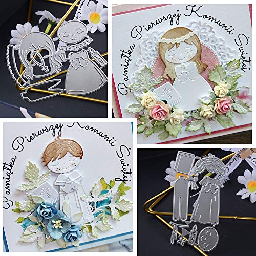 4 Unidades Troqueles Scrapbooking de Metal Troqueles Bautizo Comunión Niño Niña Palomas Troqueles de Corte Plantillas Cutting Dies Tarjeta Papel Decoración Manualidades