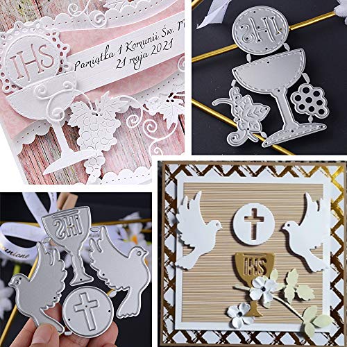 4 Unidades Troqueles Scrapbooking de Metal Troqueles Bautizo Comunión Niño Niña Palomas Troqueles de Corte Plantillas Cutting Dies Tarjeta Papel Decoración Manualidades