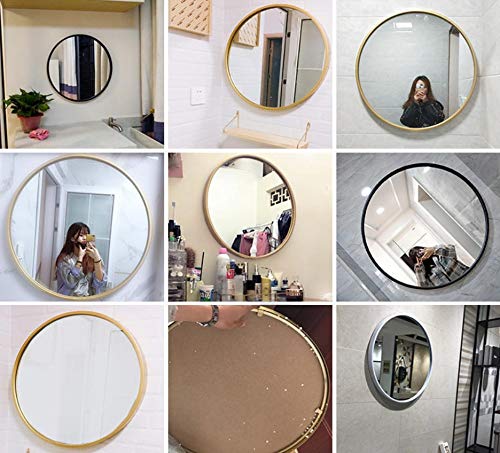 40cm / 50cm / 60cm / 70cm diámetro circular Wall Mirror ninguna perforación, Moderno metal redondo con marco de plata colgantes de cristal de la vanidad de afeitar Espejo decorativo for la sala o cuar