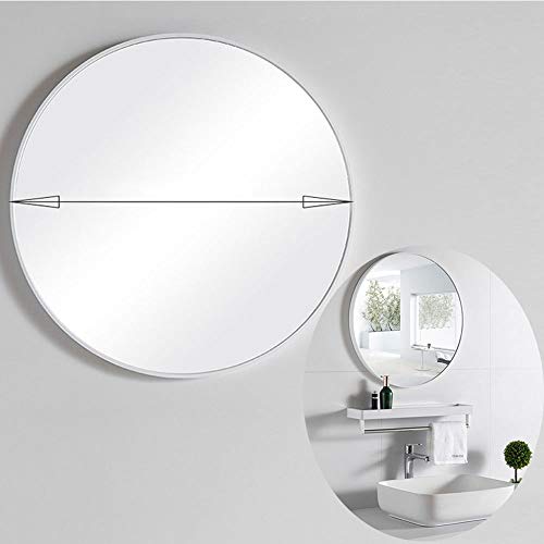 40cm / 50cm / 60cm / 70cm diámetro circular Wall Mirror ninguna perforación, Moderno metal redondo con marco de plata colgantes de cristal de la vanidad de afeitar Espejo decorativo for la sala o cuar