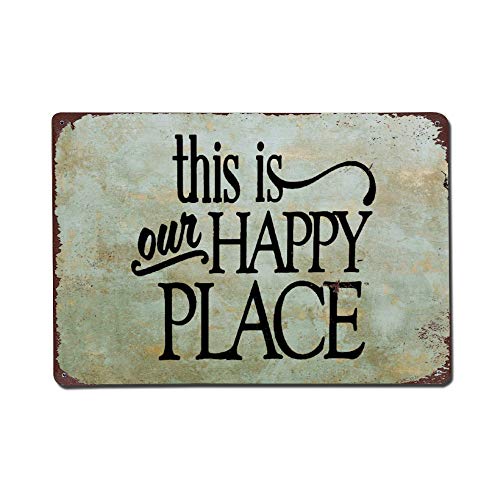 43LenaJon This Is My Happy Place, cartel de metal con citas de calle retro, texto en inglés «This Is My Happy Place», rústico Bar Men Cave Garden Wall Art