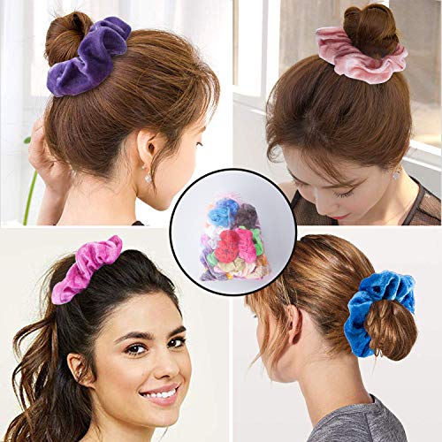 45 Colores Velvet Elástico Hair Scrunchies, Lazos Elásticos De Banda Pelo Stretchy Multicolor De Terciopelo Accesorios Para El Cabello Ponytail Titular Para Mujeres Niñas Accesorios