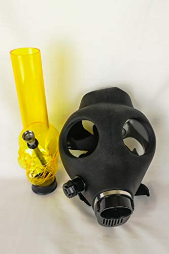 4BONG MASCARILLA DE GAS - Ajustable para adaptarse a cualquier persona - MÁSCARA DE GAS NOVEDAD CON BONG DESMONTABLE - ELIGE EL COLOR DE LA MÁSCARA DE GAS - EL COLOR DE ACCESORIO BONG VARÍA (Negro)