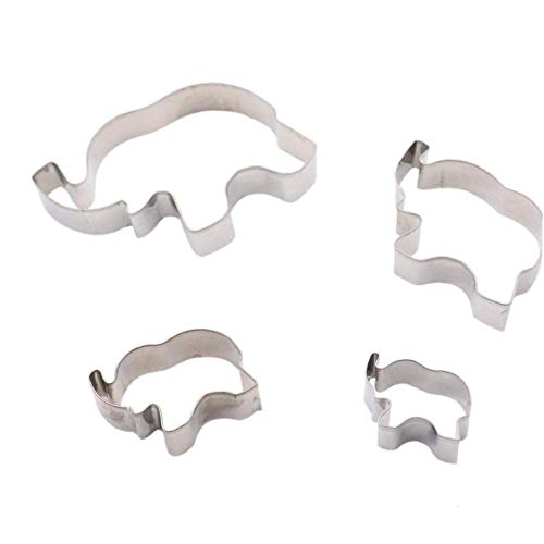 4pcs Acero Inoxidable Elefante Cortadores De La Galleta, Galleta del Molde Elefante Forma Galleta De La Hornada del Molde, Animal Conjunto Cortador De La Galleta DIY Pasta De Azúcar del Cortador