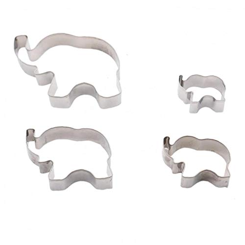 4pcs Acero Inoxidable Elefante Cortadores De La Galleta, Galleta del Molde Elefante Forma Galleta De La Hornada del Molde, Animal Conjunto Cortador De La Galleta DIY Pasta De Azúcar del Cortador