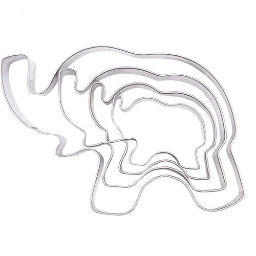 4pcs Acero Inoxidable Elefante Cortadores De La Galleta, Galleta del Molde Elefante Forma Galleta De La Hornada del Molde, Animal Conjunto Cortador De La Galleta DIY Pasta De Azúcar del Cortador