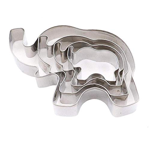 4pcs Acero Inoxidable Elefante Cortadores De La Galleta, Galleta del Molde Elefante Forma Galleta De La Hornada del Molde, Animal Conjunto Cortador De La Galleta DIY Pasta De Azúcar del Cortador