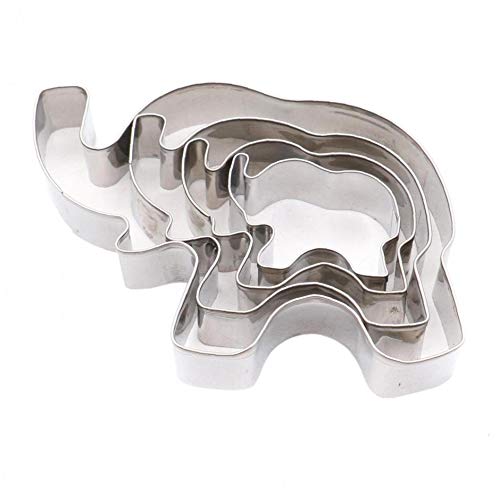 4pcs Acero Inoxidable Elefante Cortadores De La Galleta, Galleta del Molde Elefante Forma Galleta De La Hornada del Molde, Animal Conjunto Cortador De La Galleta DIY Pasta De Azúcar del Cortador