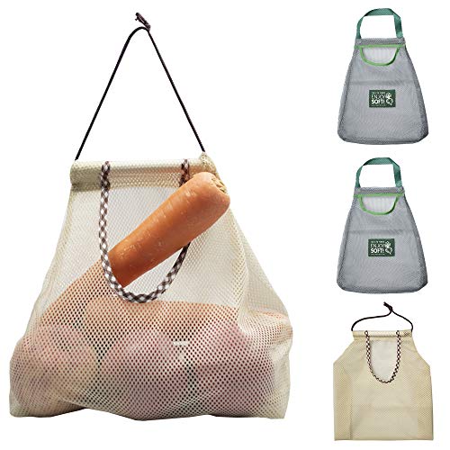 4pz Bolsas Reutilizables Fruta Bolsas Compra, Creatiees Ecológicas Producir Bolsas, Lavable Bolsas de Malla para frutas Juguetes Papas Cebollas Almacenamiento de cocina