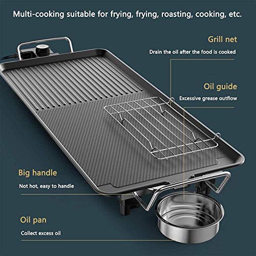 4YANG Juego de parrillas para barbacoa sin humo para interiores Teppanyaki Grills Plato de barbacoa antiadherente, 5 niveles, para interiores y exteriores 1-6 personas, 48 ​​x 27 cm (L)