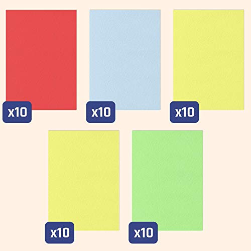 5 Colores, A4 300 g/m² Papel de Colores Cartulina Carton, 50 hojas