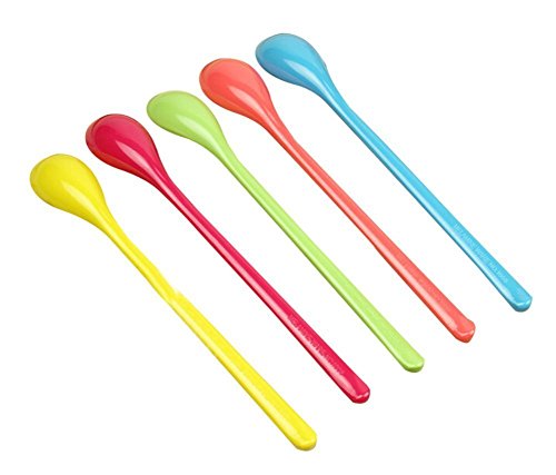 5 pcs Multicolor plástico cuchara Lovely larga mezcla cuchara para mermelada miel café Color al azar