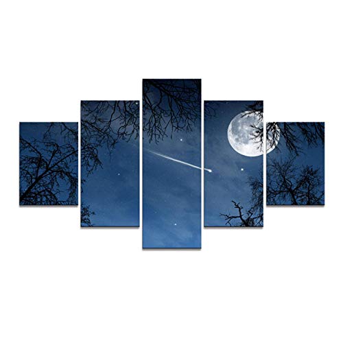 5 Piezas de Pintura Decorativa póster Nueva Oficina de Moda Mural para el hogar la Luna en la vía láctea Pintura de paisajes 30x40 30x60 30x80cm sin Marco