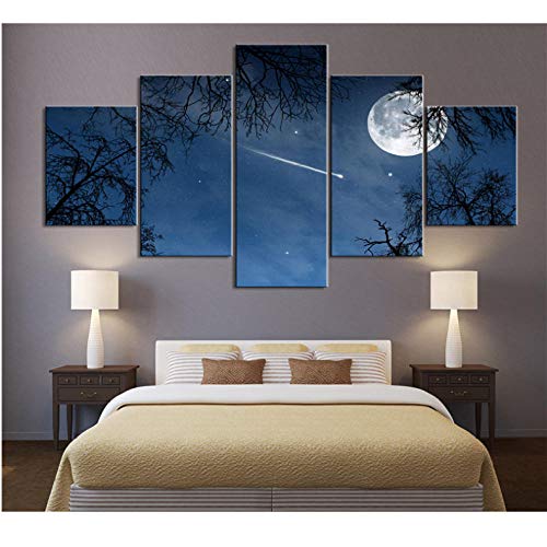 5 Piezas de Pintura Decorativa póster Nueva Oficina de Moda Mural para el hogar la Luna en la vía láctea Pintura de paisajes 30x40 30x60 30x80cm sin Marco