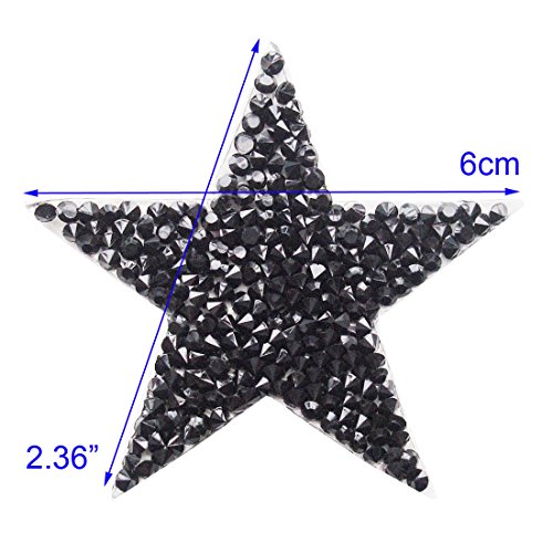 5 piezas negro brillante Crystal estrellas bordadas parches con hierro en rhinestone parche para la ropa etiqueta insignia pasta para celular bolsa pantalones ropa