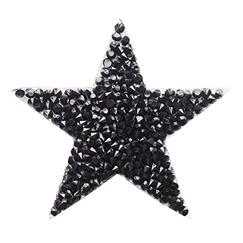 5 piezas negro brillante Crystal estrellas bordadas parches con hierro en rhinestone parche para la ropa etiqueta insignia pasta para celular bolsa pantalones ropa