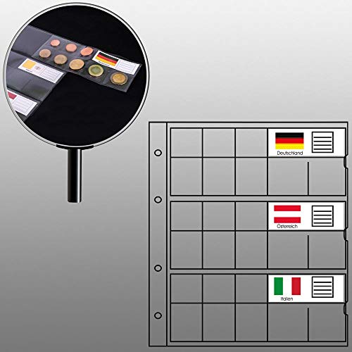 5 Small Prophila Kobra Coin Sheets for Euro Coins with Flags Cards