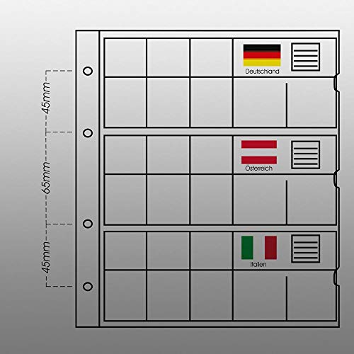 5 Small Prophila Kobra Coin Sheets for Euro Coins with Flags Cards