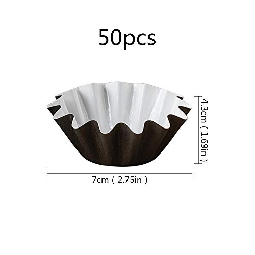 50 piezas Moldes Magdalenas Papel, Estuches para cupcakes Moldes de papel para pasteles Vasos de papel para muffins Envoltorios para muffins para cumpleaños, fiestas de Navidad (color café)